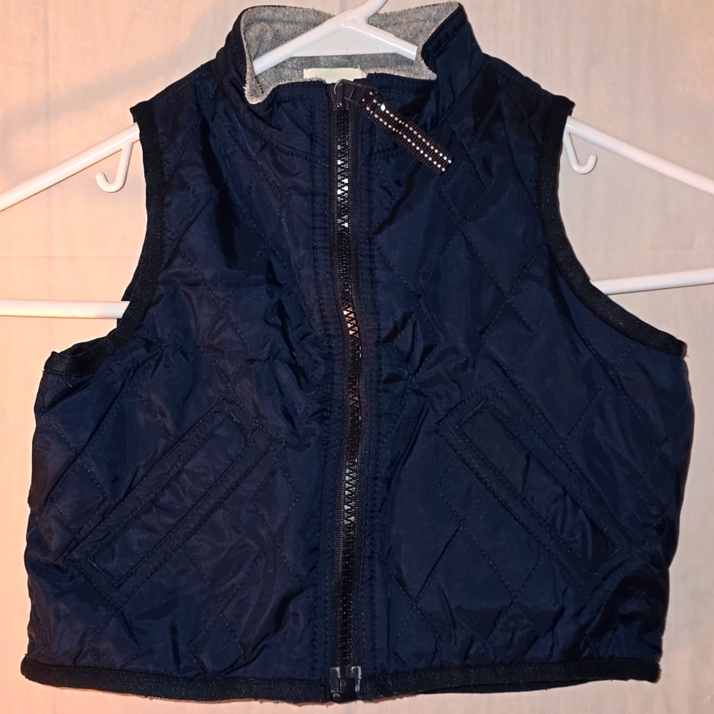 Gap Baby Boys Navy Gray Zip Up Vest 12 - 18 Months